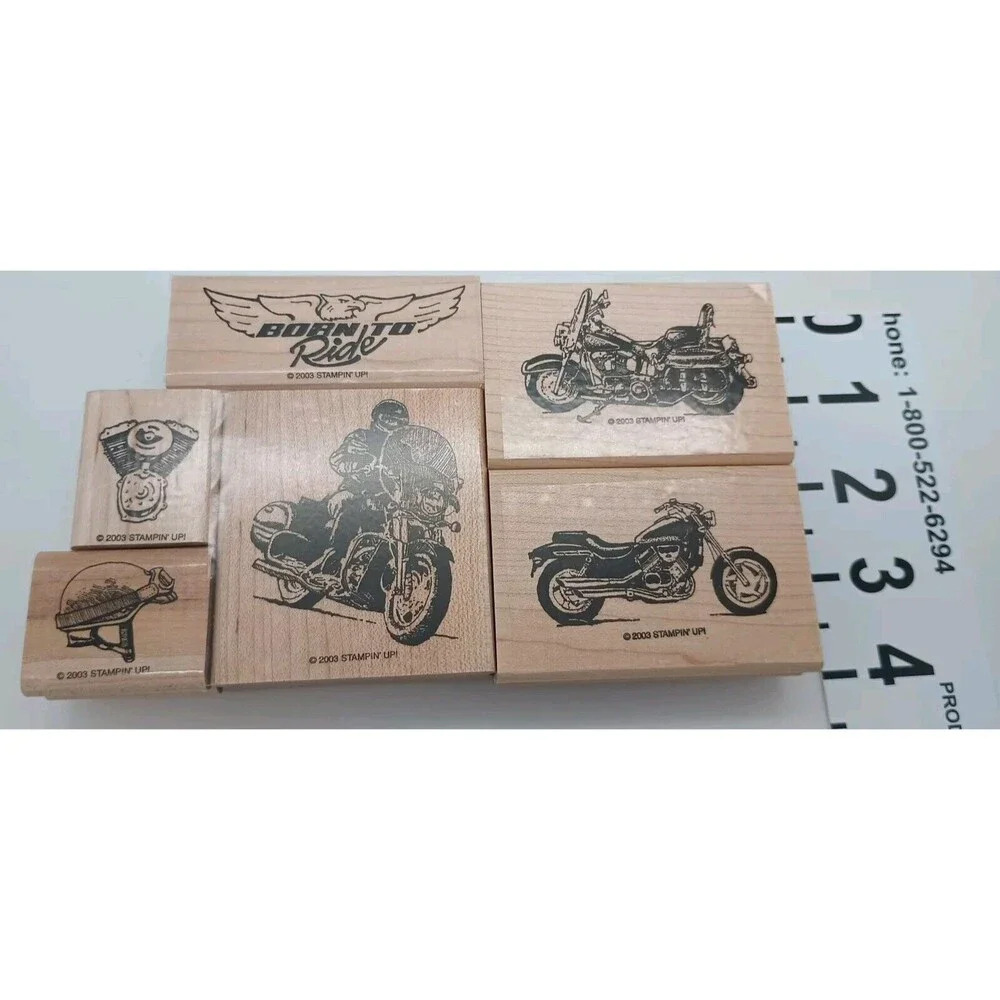 Stampin Up BORN TO RIDE Motorcycle Biker Bike Fathers Day Dad Rubber Stamps Set